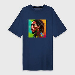 Женская футболка-платье Разноцветный цифровой арт Боб Марли