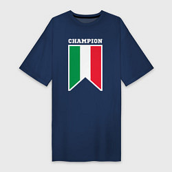 Футболка женская-платье Италия чемпион, цвет: тёмно-синий