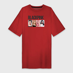 Футболка женская-платье Корейская поп-группа Blackpink, анимационный стиль, цвет: красный
