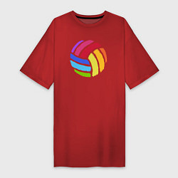 Футболка женская-платье Rainbow volleyball, цвет: красный