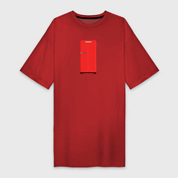 Футболка женская-платье Ретро холодильник Юрюзань красный, цвет: красный