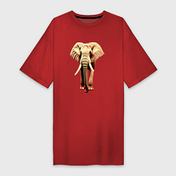 Футболка женская-платье Стройный слон, цвет: красный