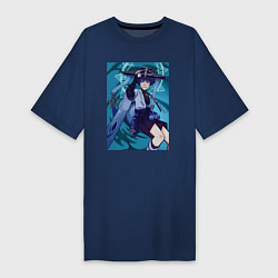 Футболка женская-платье Genshin Impact Wanderer, Scaramouche, цвет: тёмно-синий