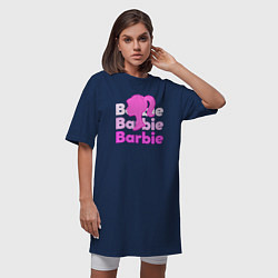 Футболка женская-платье Логотип Барби объемный, цвет: тёмно-синий — фото 2