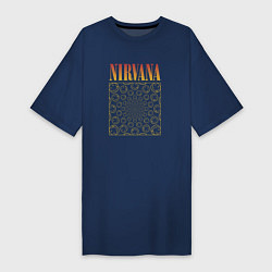 Футболка женская-платье Nirvana лого, цвет: тёмно-синий