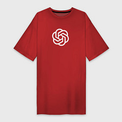 Футболка женская-платье Логотип Chat GPT, цвет: красный