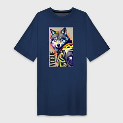 Женская футболка-платье Wolf fashionista - pop art