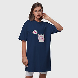 Футболка женская-платье Милый котик с сердечками, цвет: тёмно-синий — фото 2