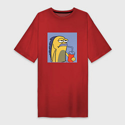 Женская футболка-платье Спанч Боб рыба мем