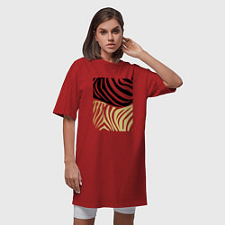 Футболка женская-платье Принт зебра черно- золотой, цвет: красный — фото 2