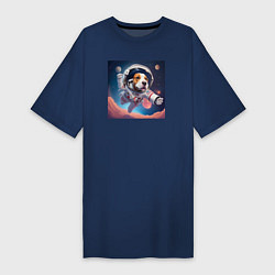 Женская футболка-платье Собака в космосе