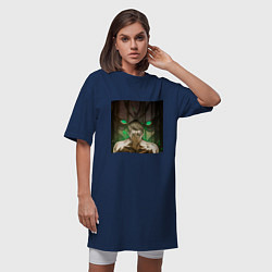 Футболка женская-платье Эрен Йегер и атакующий титан, цвет: тёмно-синий — фото 2