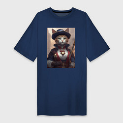 Женская футболка-платье Элегантная кошка самурай