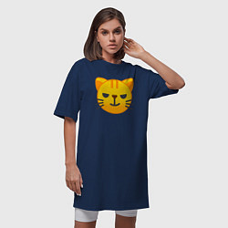 Футболка женская-платье Жёлтый котёнок хитрит, цвет: тёмно-синий — фото 2
