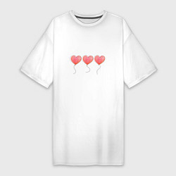 Женская футболка-платье Сердечки - символ любви