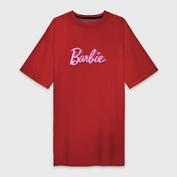 Женская футболка-платье Барби - объемными рукописными буквами