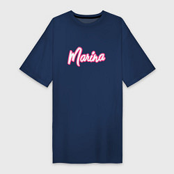 Футболка женская-платье Марина в стиле барби, цвет: тёмно-синий