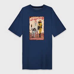 Футболка женская-платье Fallout - atom bomb cola, цвет: тёмно-синий