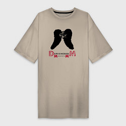 Футболка женская-платье Depeche Mode - Memento Mori angel logo, цвет: миндальный