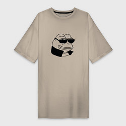 Женская футболка-платье Лягушонок пепе в очках мем