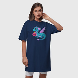 Футболка женская-платье Дракон - символ 2024 года, цвет: тёмно-синий — фото 2