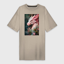 Женская футболка-платье Стильный новогодний розовый дракон