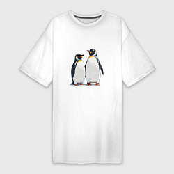 Футболка женская-платье Друзья-пингвины, цвет: белый