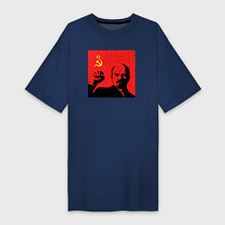 Футболка женская-платье Lenin in red, цвет: тёмно-синий