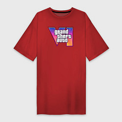 Футболка женская-платье GTA 6 logo, цвет: красный