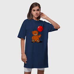 Футболка женская-платье Плюшевый медведь с воздушным шариком, цвет: тёмно-синий — фото 2