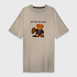 Женская футболка-платье Медведь Кащей: дом там где люди
