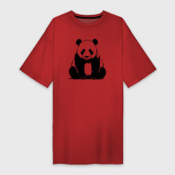 Футболка женская-платье Грустная панда сидит, цвет: красный