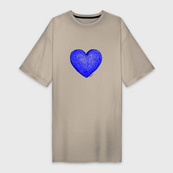 Женская футболка-платье Синее сердце нарисованное карандашами