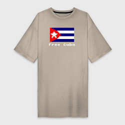 Футболка женская-платье Free Cuba, цвет: миндальный