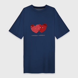 Женская футболка-платье Влюбленная пара сердец