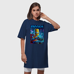 Футболка женская-платье Cyber Bart Simpson - esport, цвет: тёмно-синий — фото 2