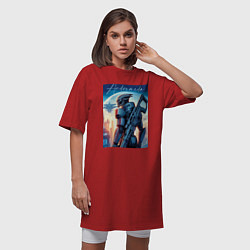 Футболка женская-платье Mass Effect - alien andromeda ai art, цвет: красный — фото 2