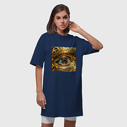 Футболка женская-платье Золотой глаз металлический в стиле стимпанк, цвет: тёмно-синий — фото 2