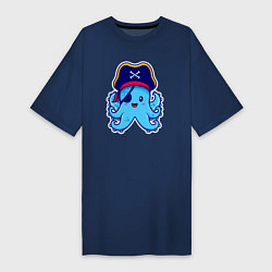 Футболка женская-платье Pirate octopus, цвет: тёмно-синий