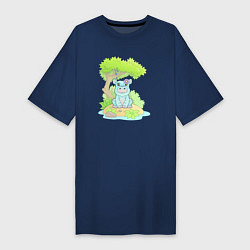 Футболка женская-платье Милый маленький бегемот, цвет: тёмно-синий