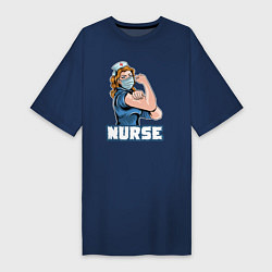 Футболка женская-платье Good nurse, цвет: тёмно-синий