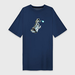 Женская футболка-платье Астронавт верхом на рыбе удильщике
