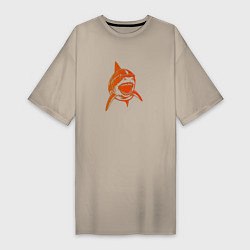 Футболка женская-платье Оранжевая акула, цвет: миндальный