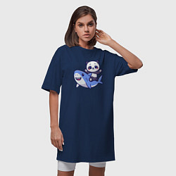 Футболка женская-платье Панда и акула, цвет: тёмно-синий — фото 2