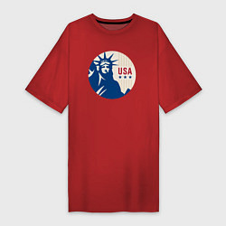 Футболка женская-платье Liberty USA, цвет: красный