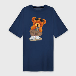 Женская футболка-платье Плюшевый медведь в очках