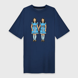 Футболка женская-платье Близняшки сияние, цвет: тёмно-синий