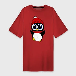 Женская футболка-платье Удивленный пингвинчик