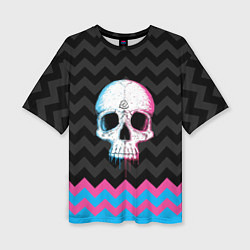 Женская футболка оверсайз Colored Skull