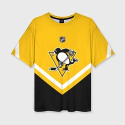 Футболка оверсайз женская NHL: Pittsburgh Penguins, цвет: 3D-принт